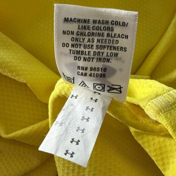 Under Armour HeatGear Athletic Shirt V-Neck Top Athleisure Yellow Womens S - Picture 7 of 9